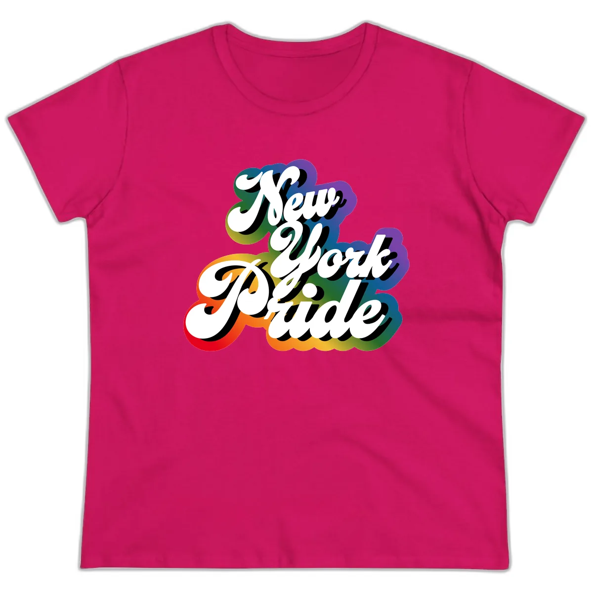 New York Pride Guide Ladies Tee in Heliconia