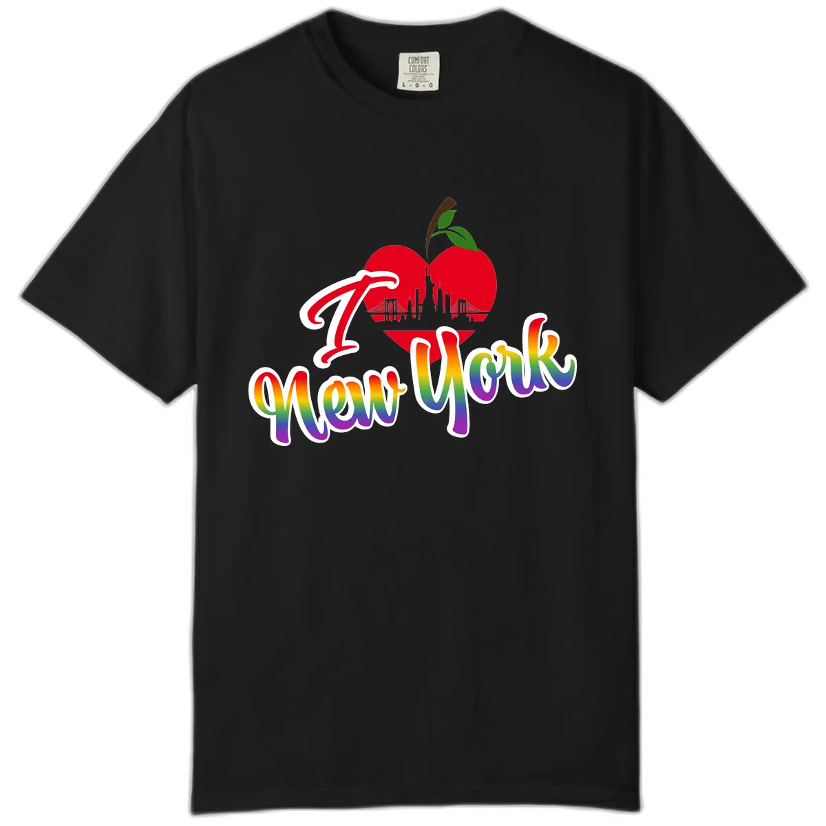 I Love New York Pride Apple Comfort Color in Black