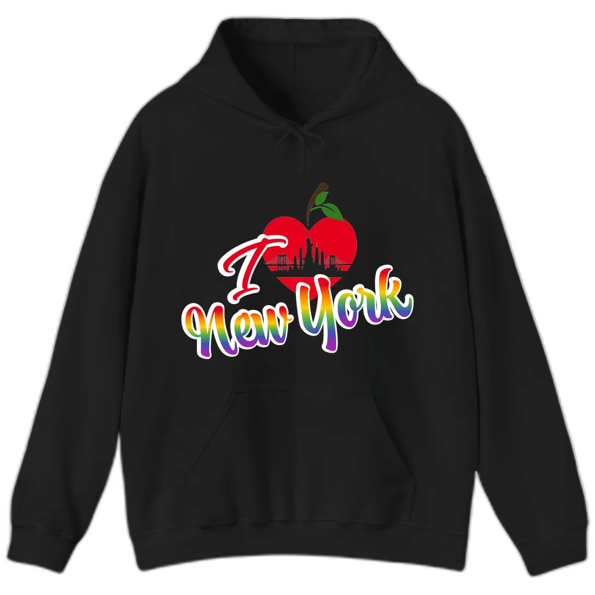 I Love New York Pride Apple Hoodie in Black