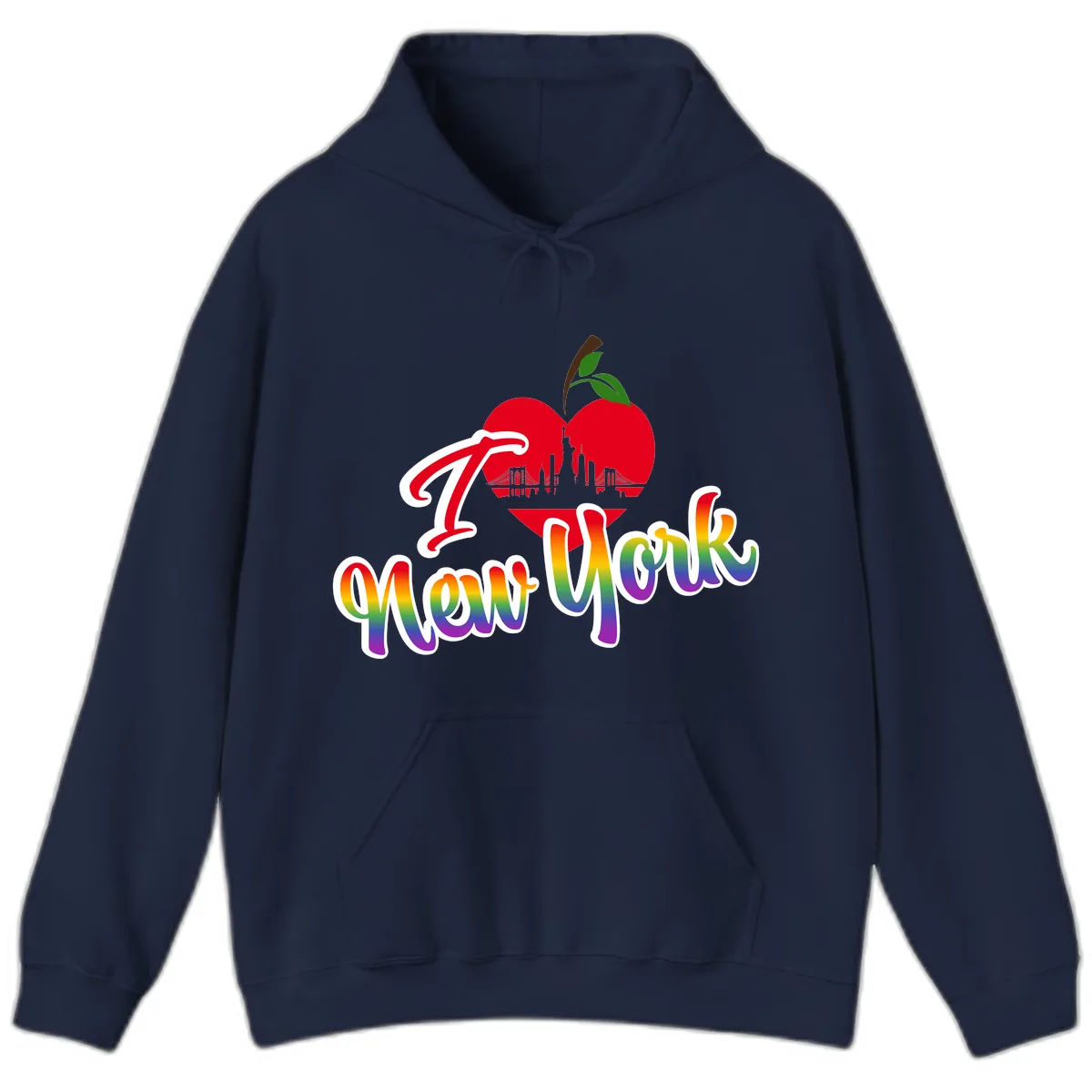 I Love New York Pride Apple Hoodie in Navy