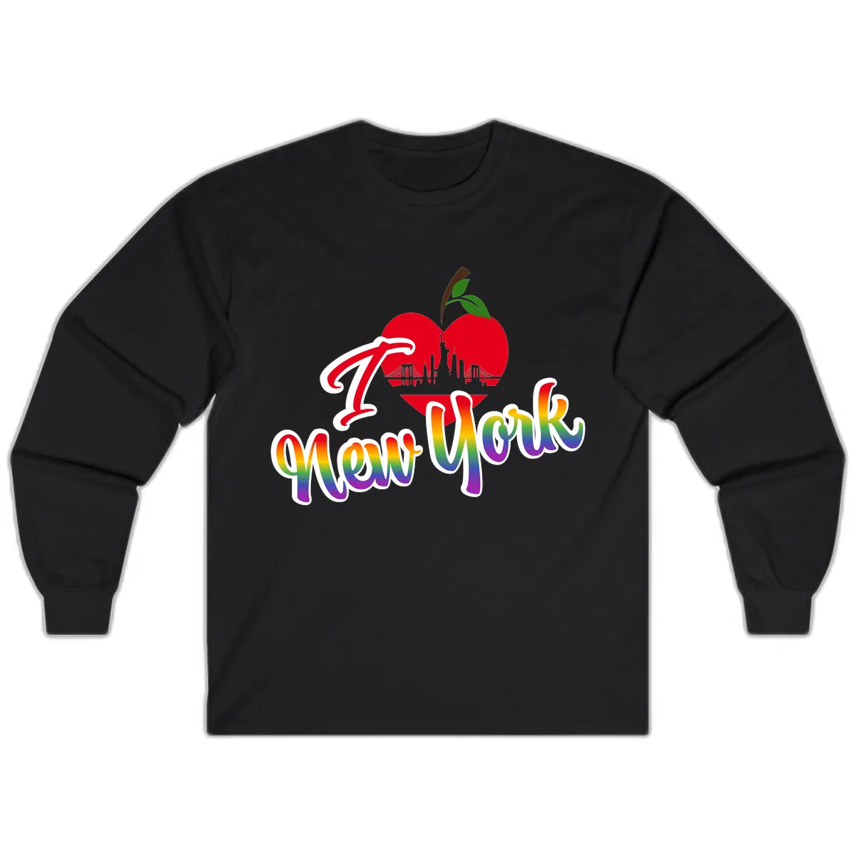 I Love New York Pride Apple Long Sleeve in Black