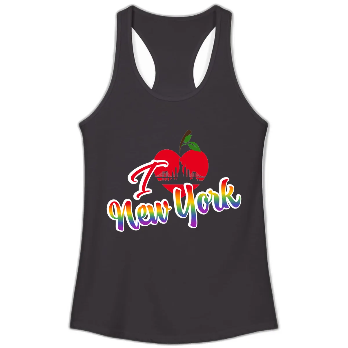 I Love New York Pride Apple Ladies Tank in Black