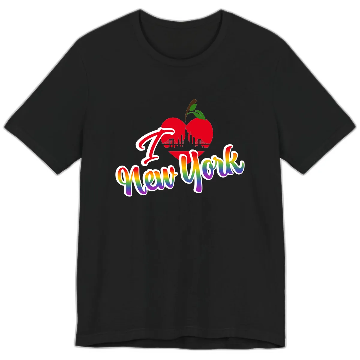I Love New York Pride Apple Premium T-Shirt in Black