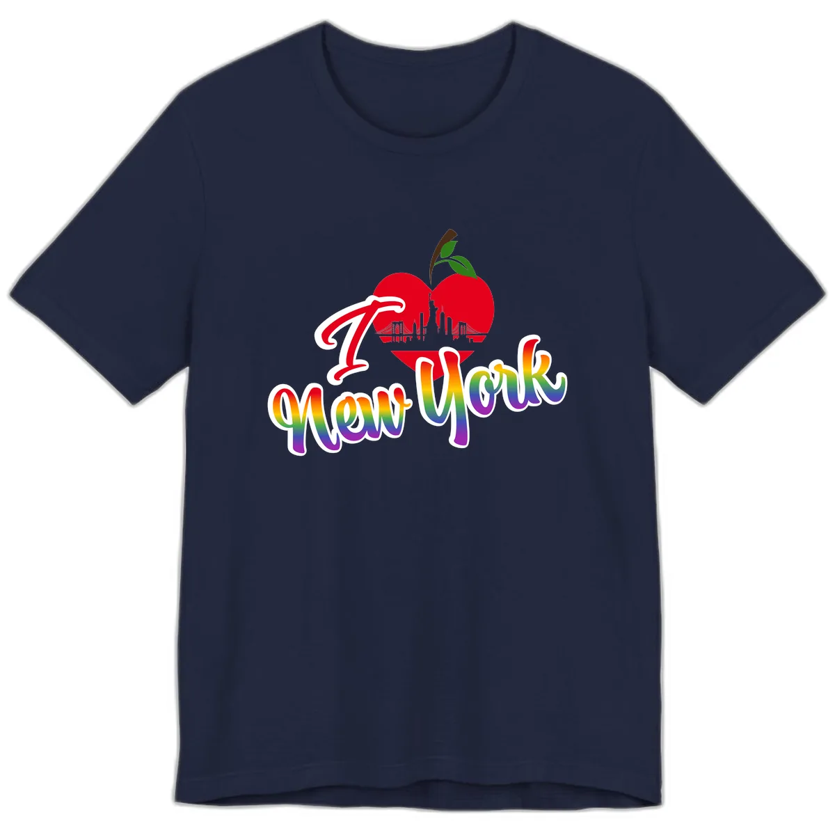 I Love New York Pride Apple Premium T-Shirt in Navy