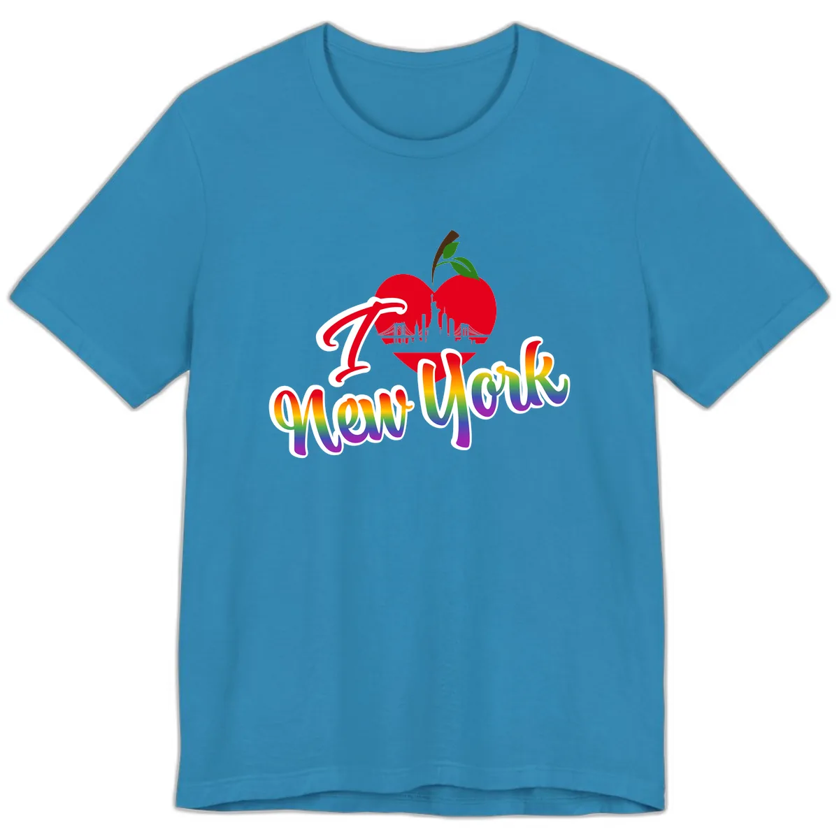 I Love New York Pride Apple Premium T-Shirt in Aqua