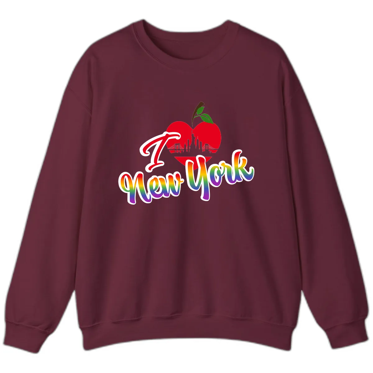 I Love New York Pride Apple Sweatshirt in Maroon