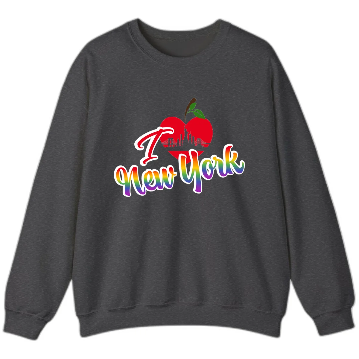 I Love New York Pride Apple Sweatshirt in Dark Heather