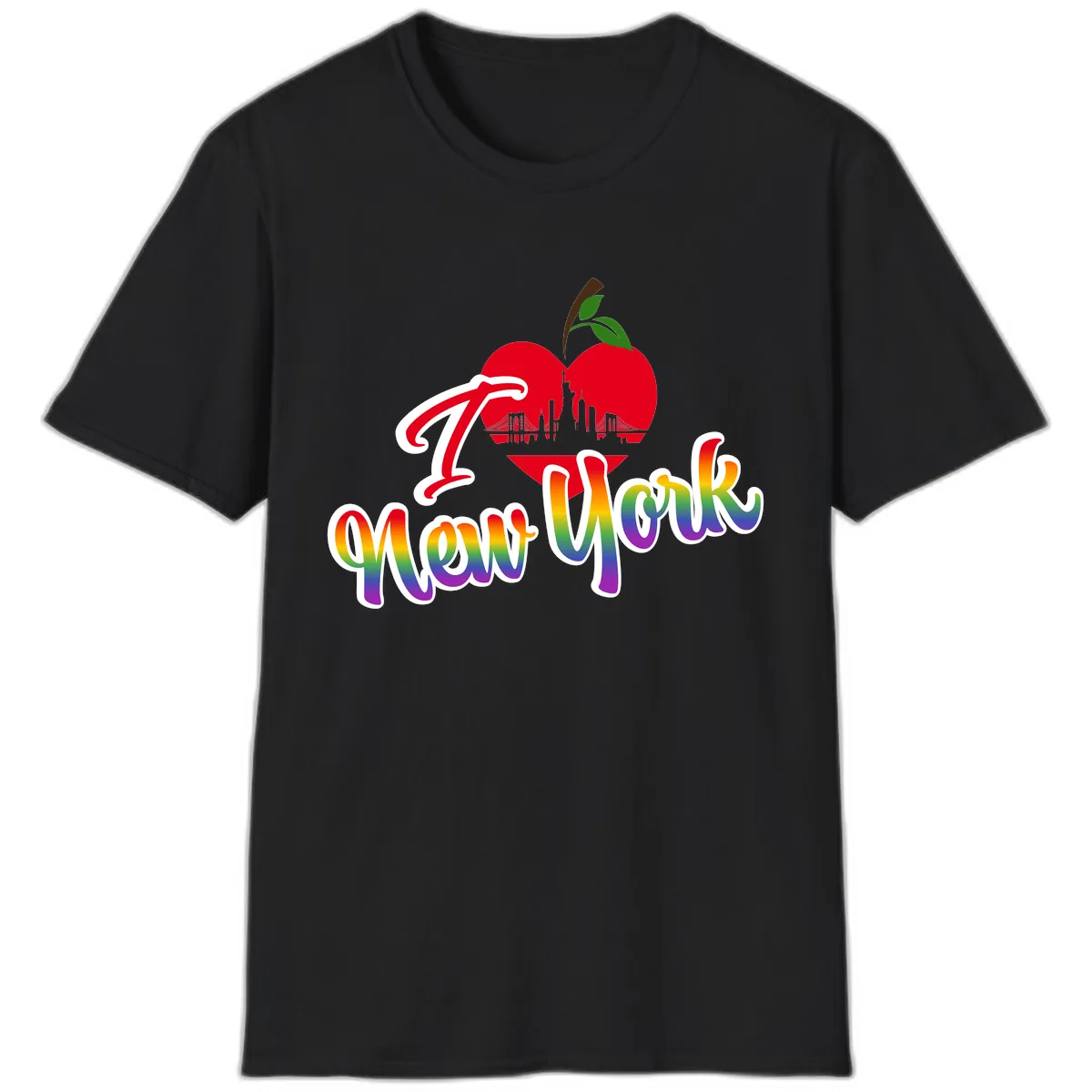 I Love New York Pride Apple T-Shirt in Black