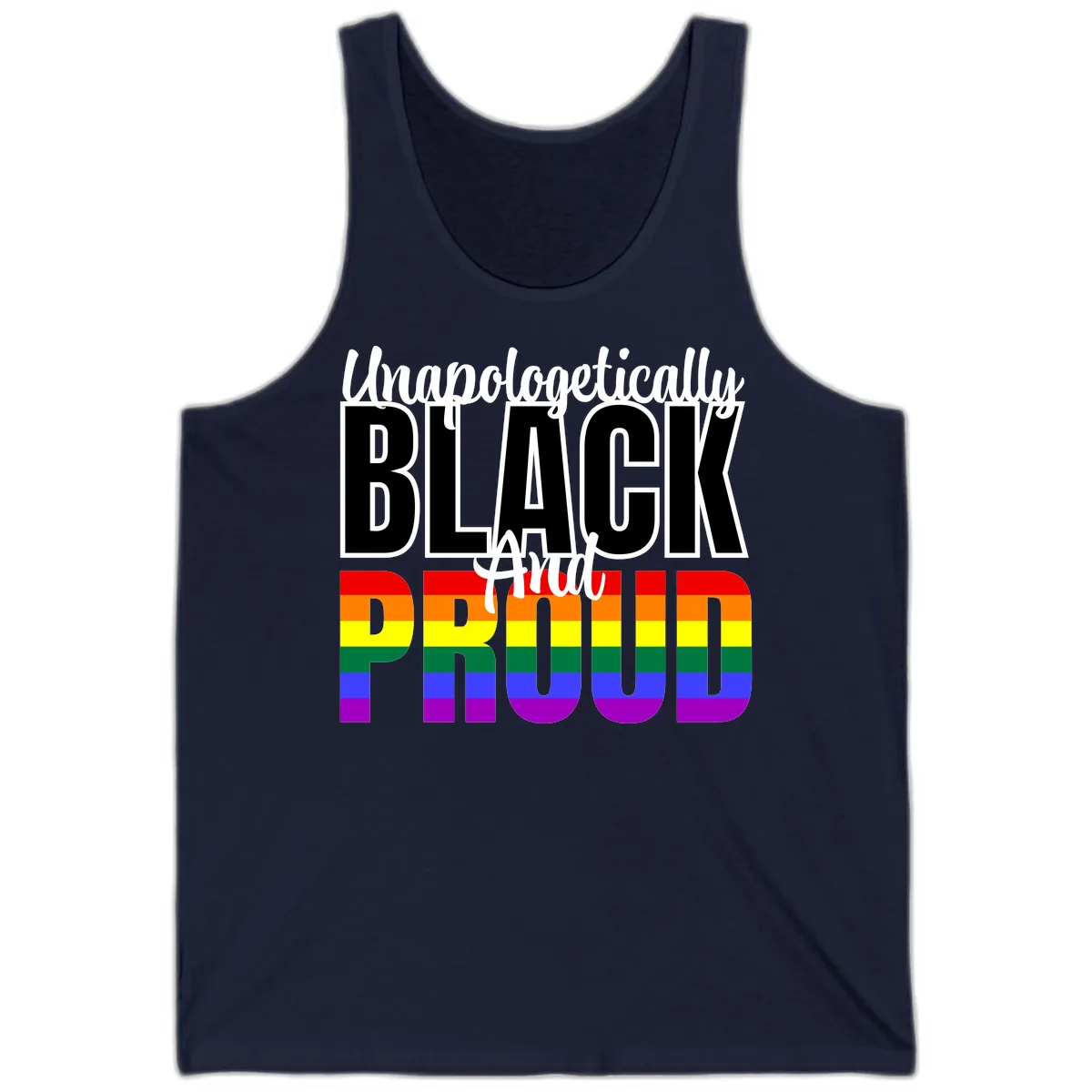 Unapologetically Black and Proud Tank in Navy