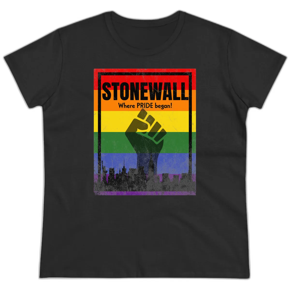 Stonewall Where Pride Began Ladies Tee in Black