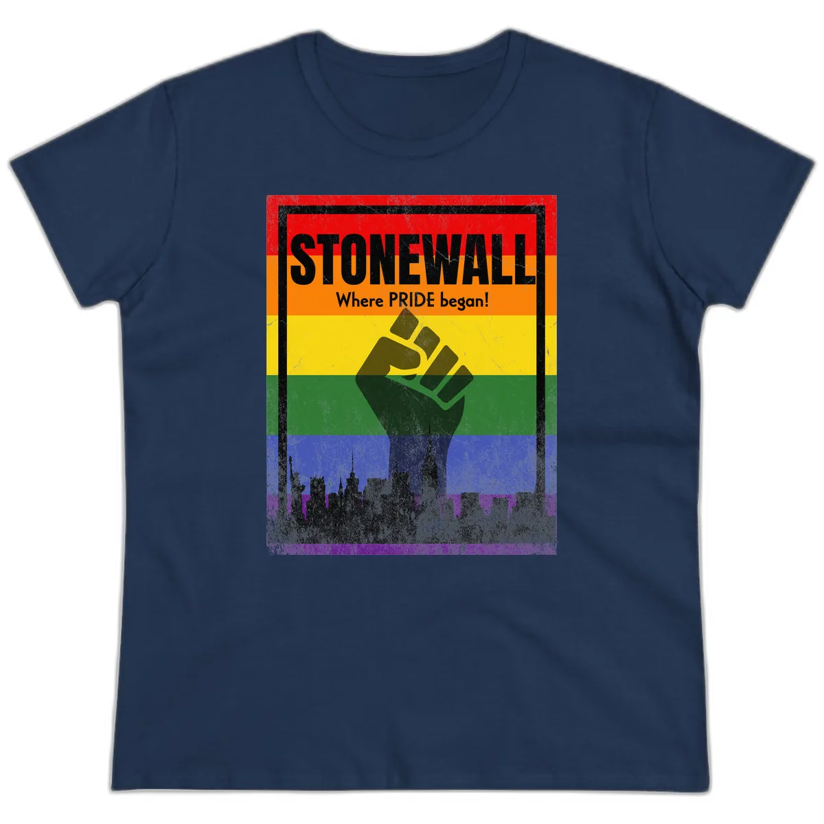 Stonewall Where Pride Began Ladies Tee in Navy