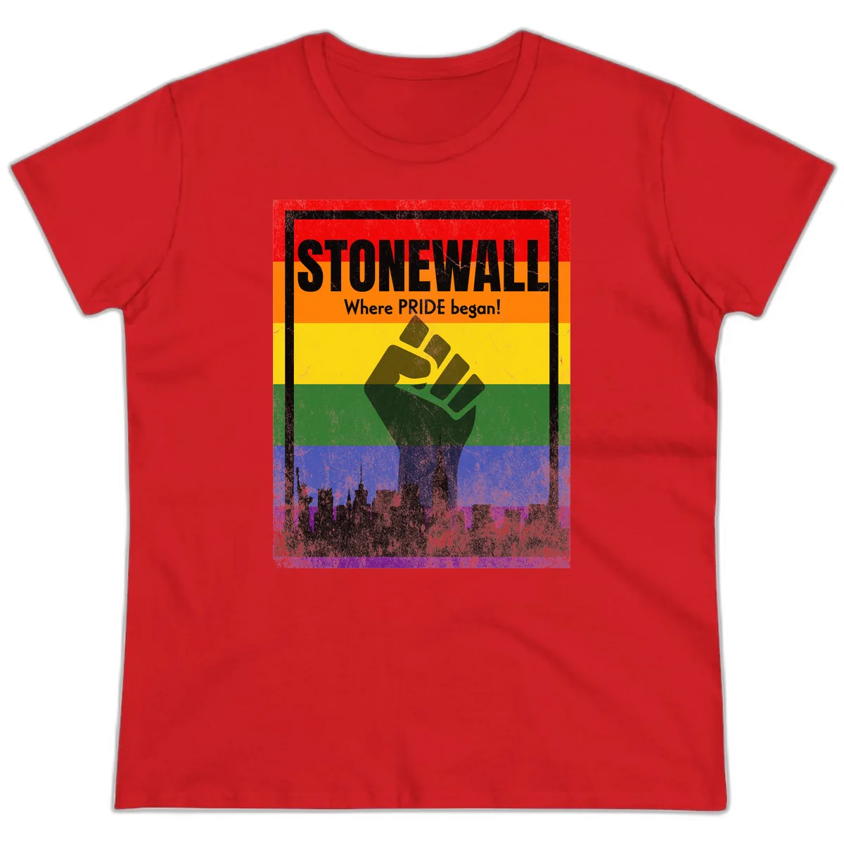 Stonewall Where Pride Began Ladies Tee in Red