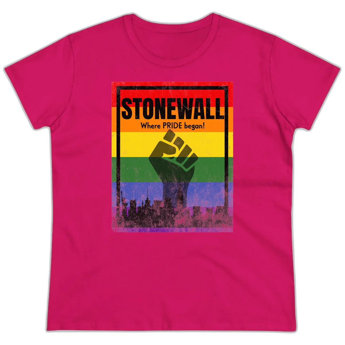 Stonewall Where Pride Began Ladies Tee in Heliconia
