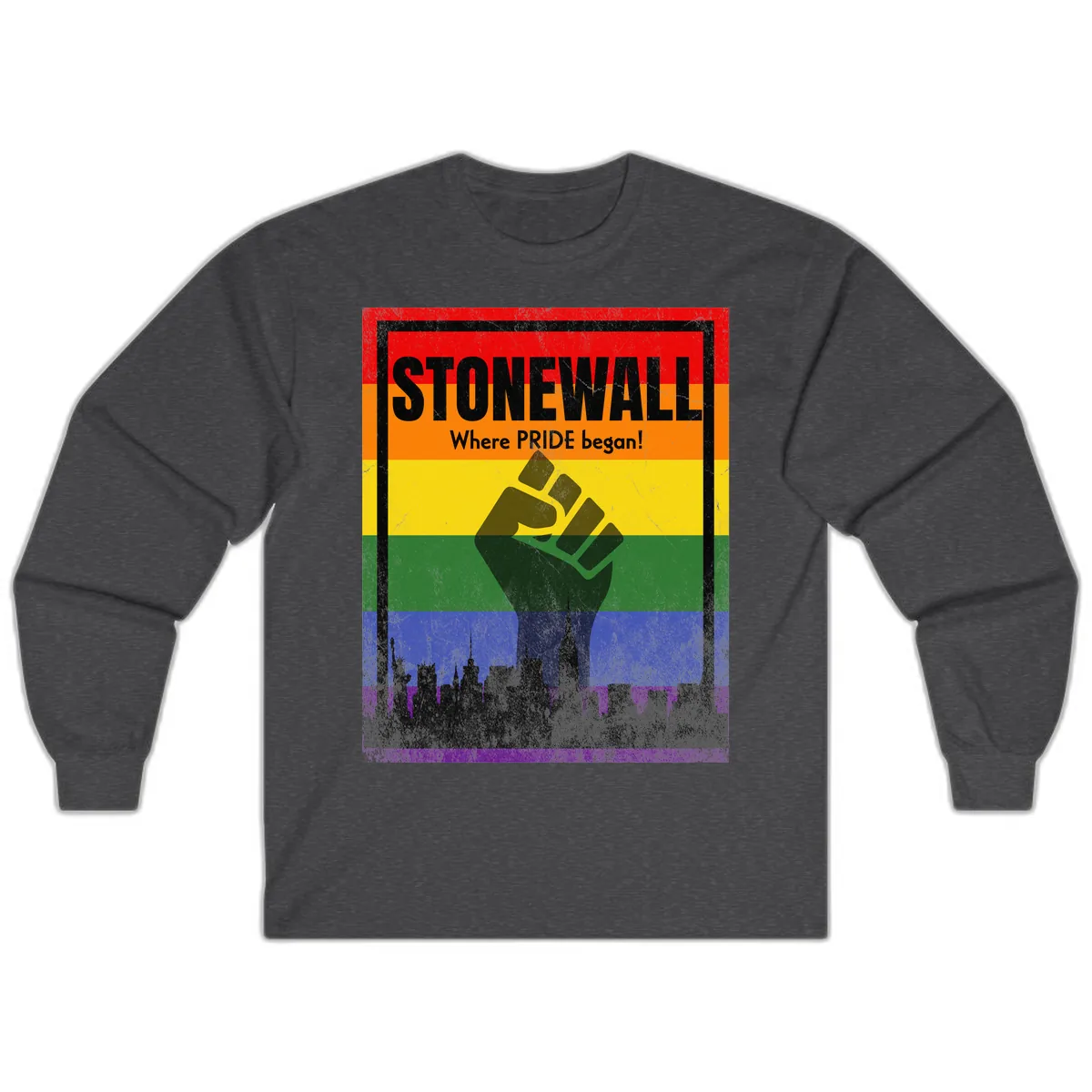Stonewall Where Pride Began Long Sleeve in Dark Heather