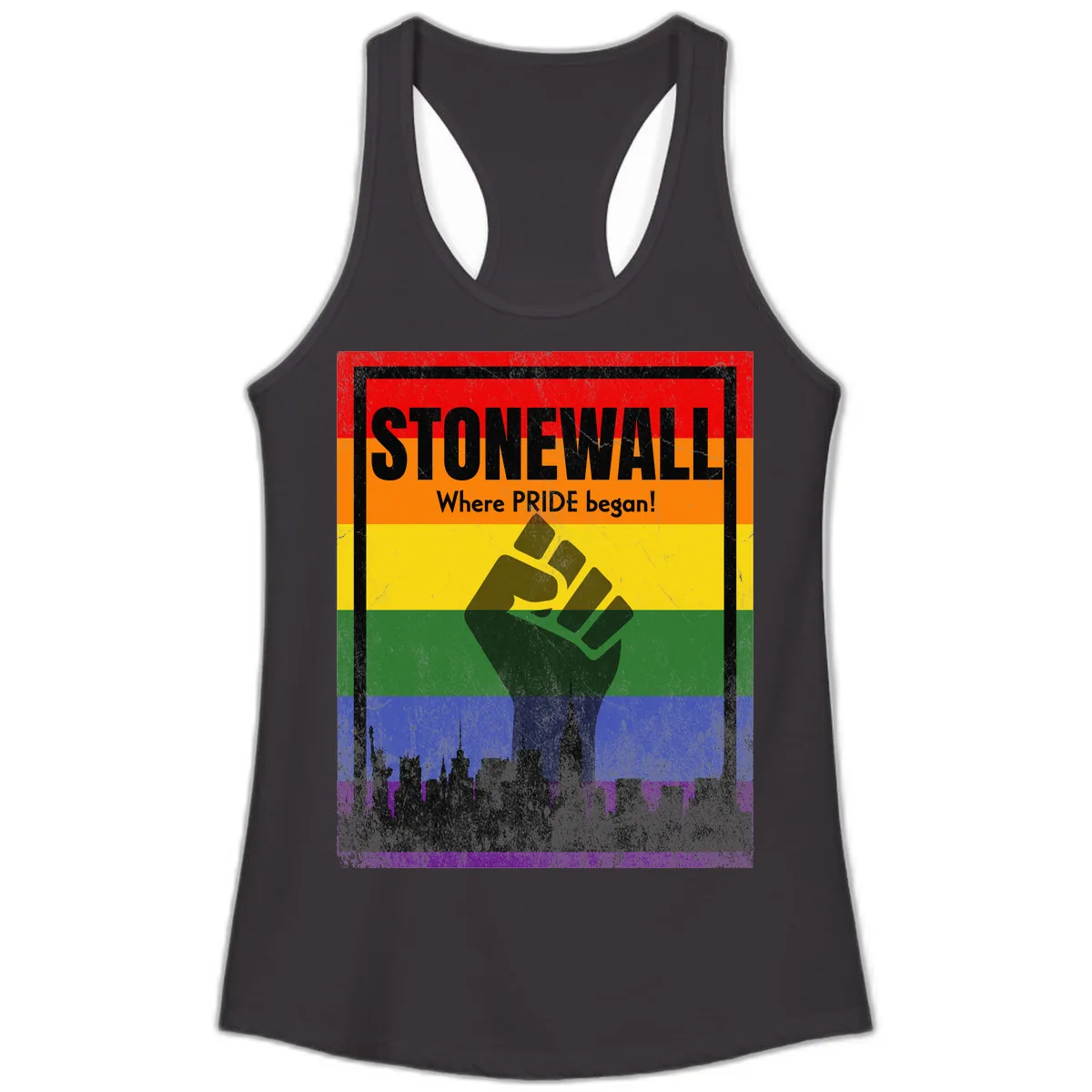 Stonewall Where Pride Began Ladies Tank in Black