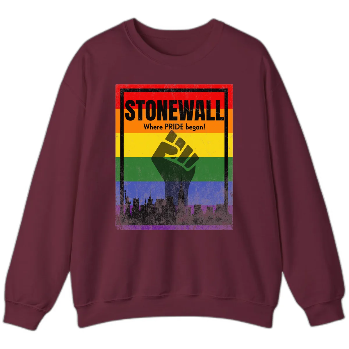 Stonewall Where Pride Began Sweatshirt in Maroon