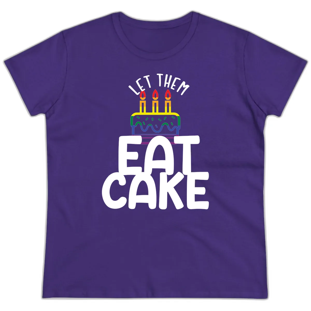 Let Them Eat Cake Pride Ladies Tee in Purple