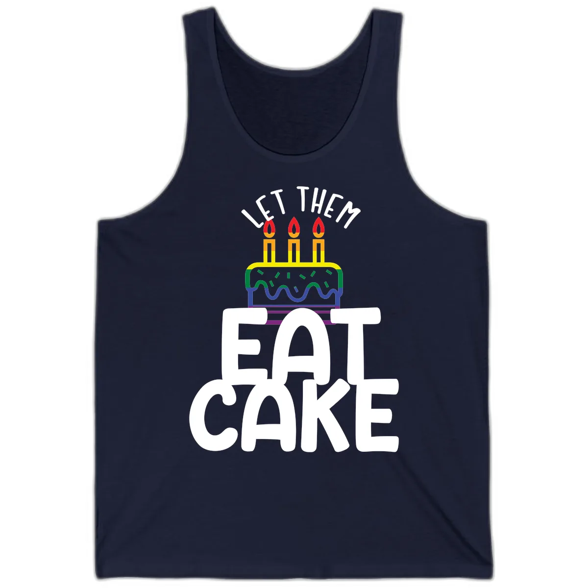 Let Them Eat Cake Pride Tank in Navy