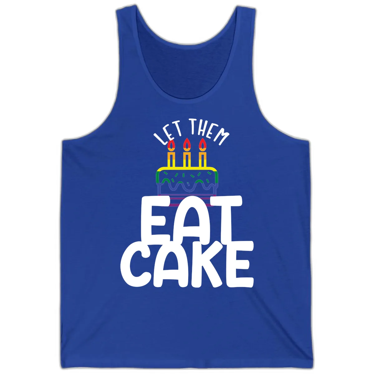 Let Them Eat Cake Pride Tank in True Royal