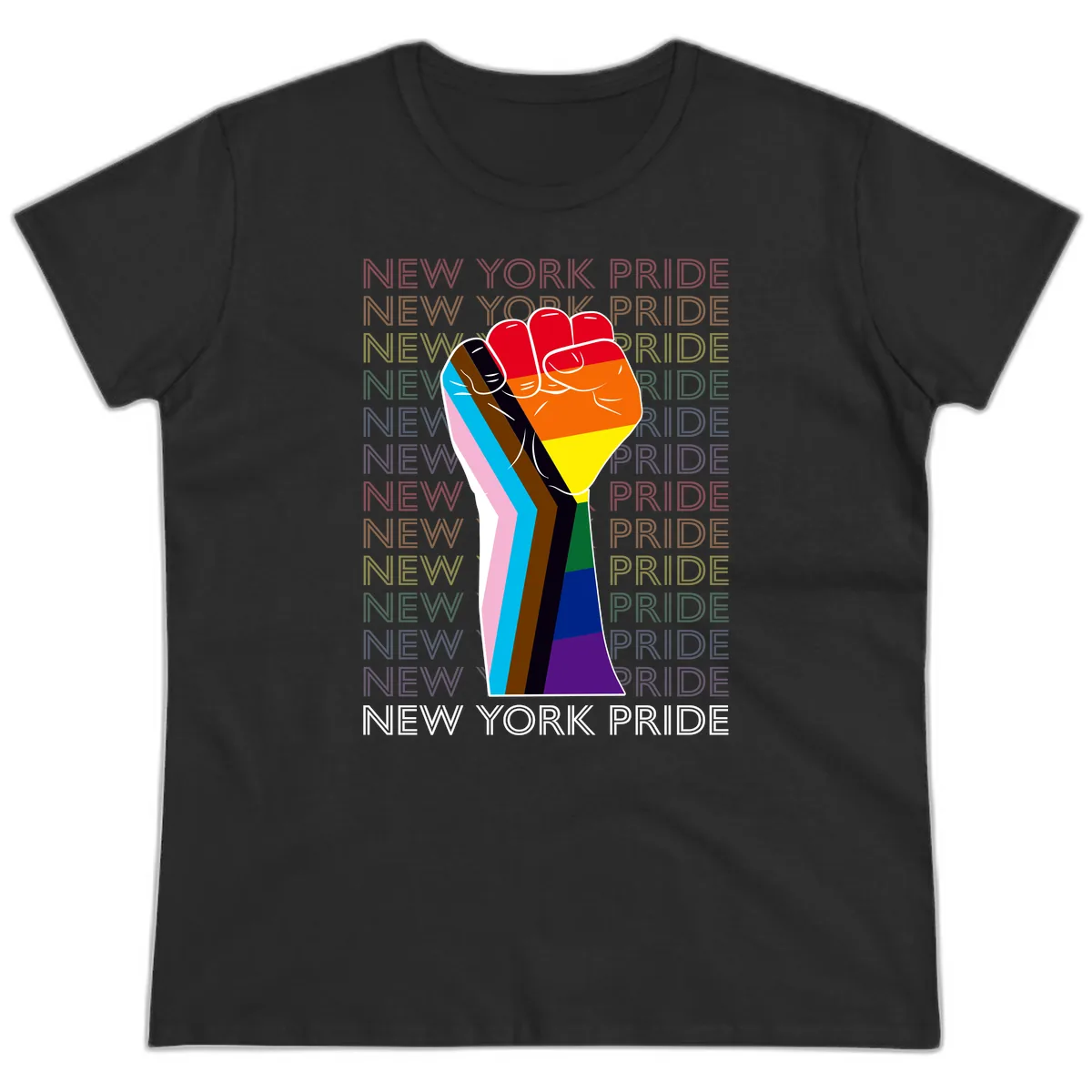 New York Pride Fist Ladies Tee in Black
