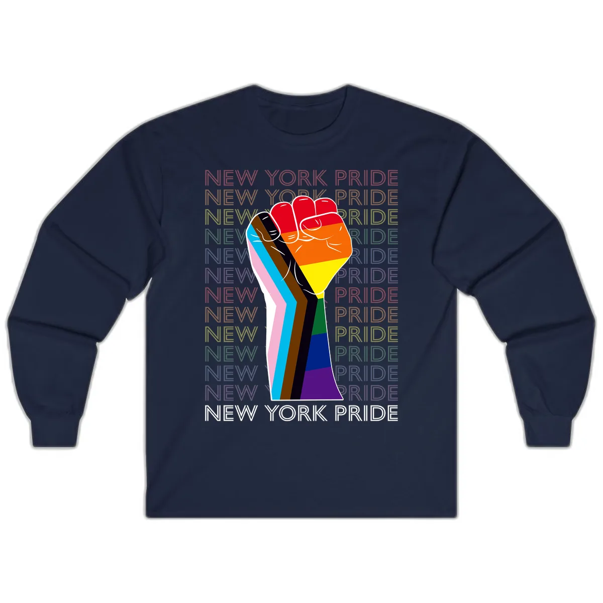 New York Pride Fist Long Sleeve in Navy