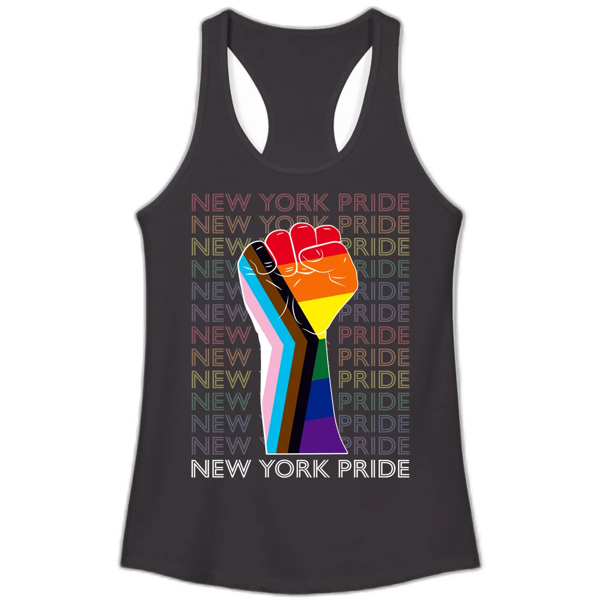 New York Pride Fist Ladies Tank in Black