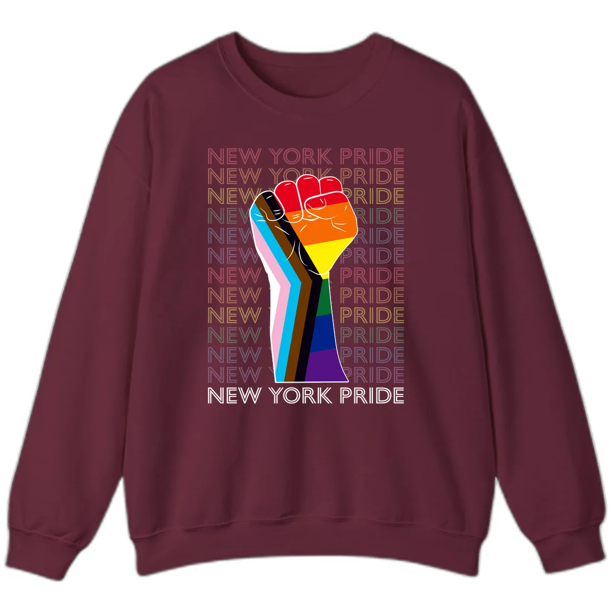 New York Pride Fist Sweatshirt in Maroon