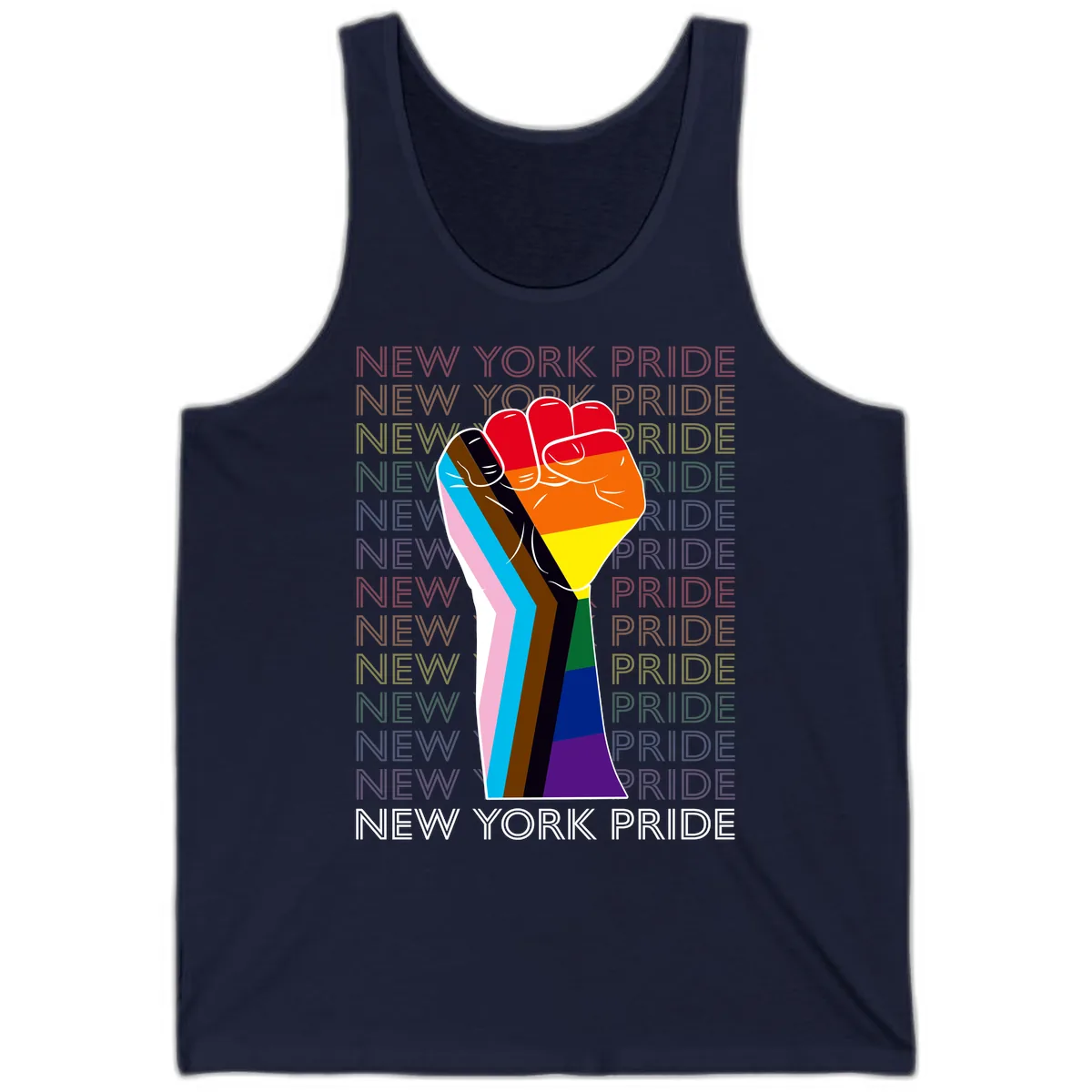 New York Pride Fist Tank in Navy