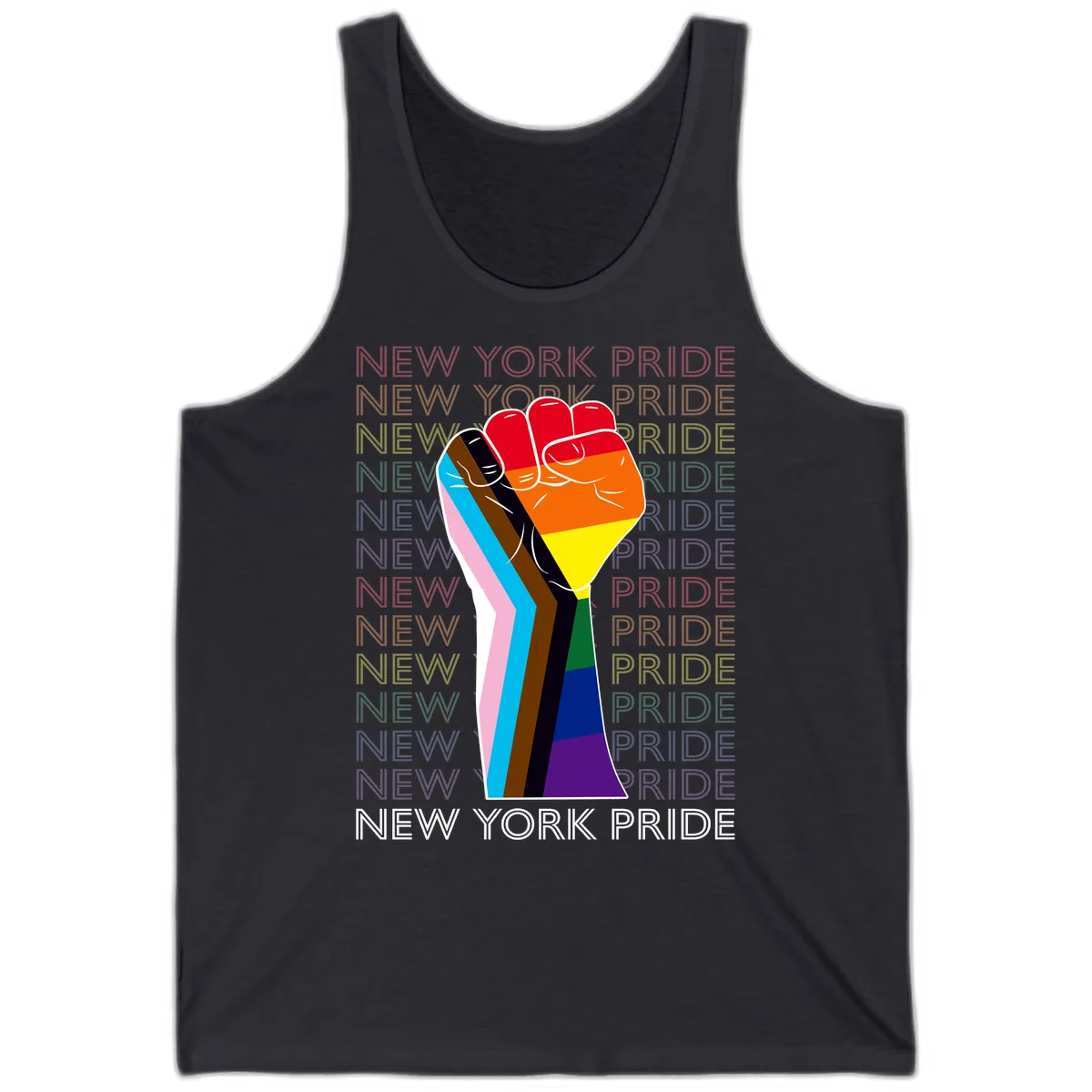 New York Pride Fist Tank in Dark Grey