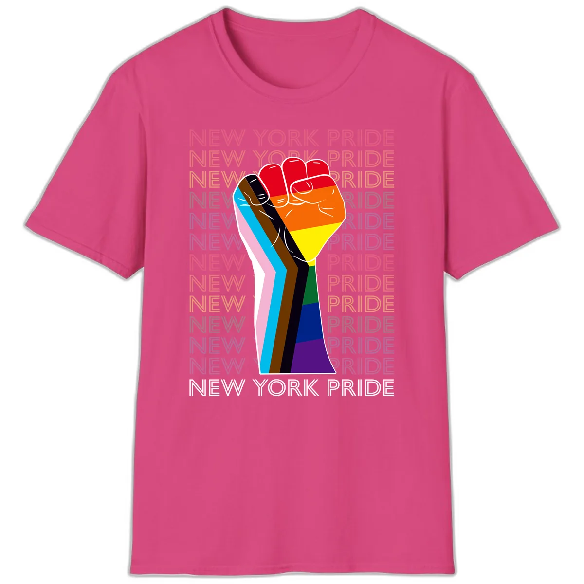 New York Pride Fist T-Shirt in Heliconia