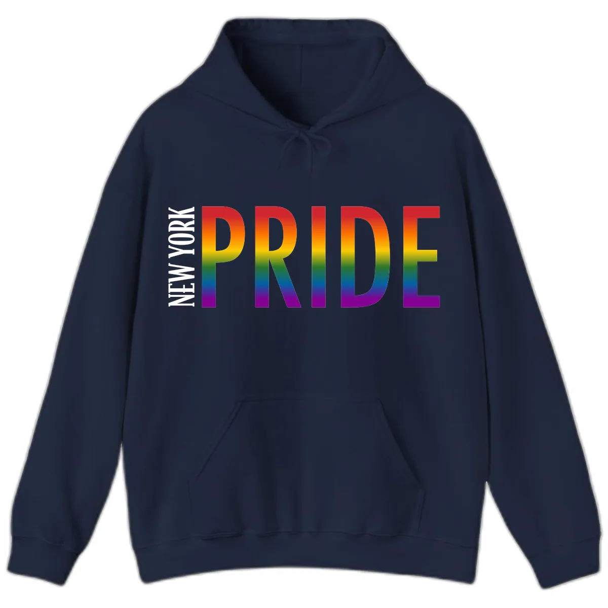 Pride Rainbow Typography Design Hoodie in Navy