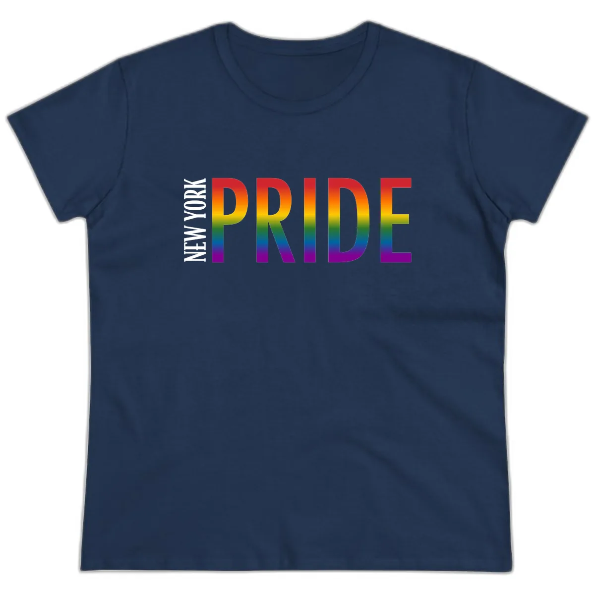 Pride Rainbow Typography Design Ladies Tee in Navy
