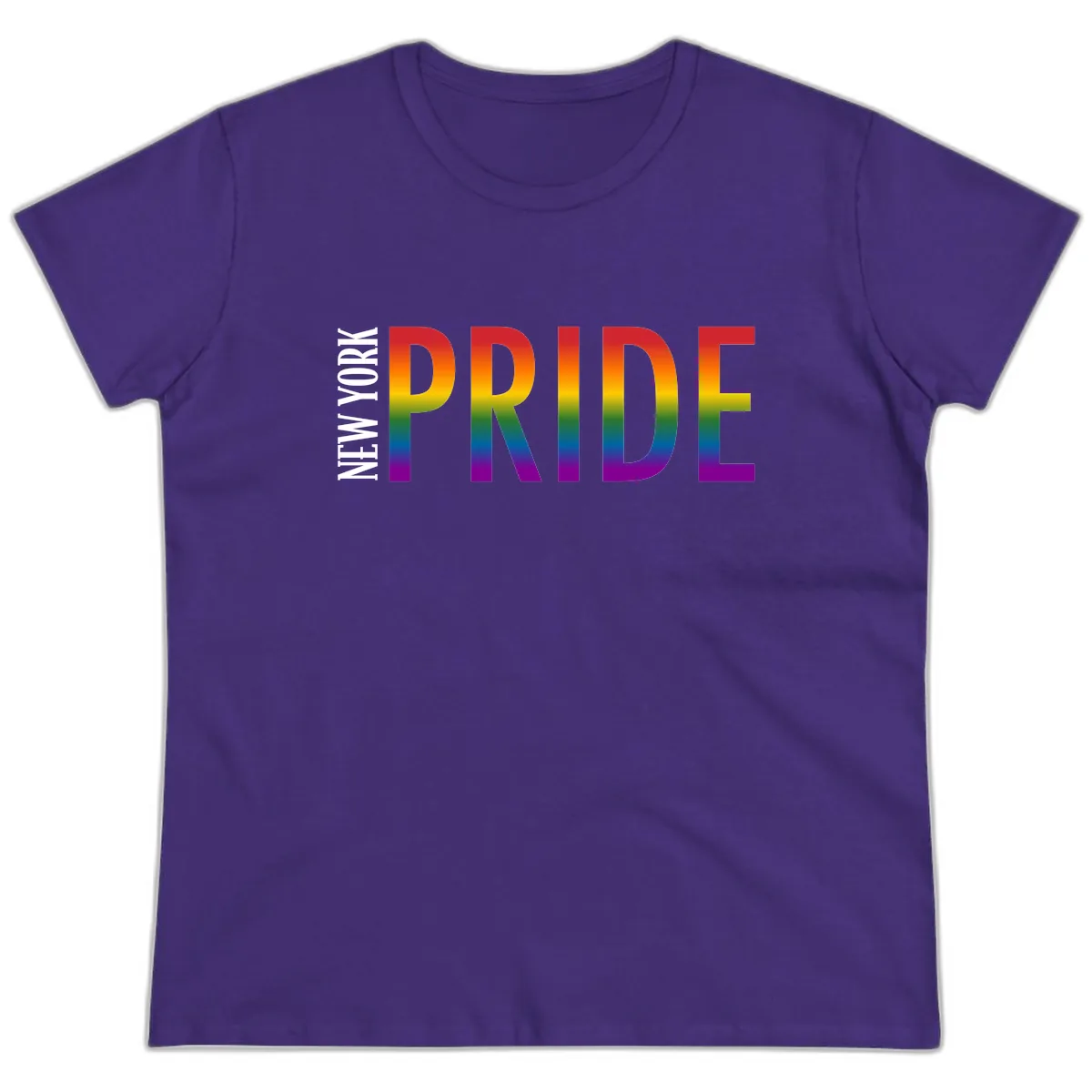 Pride Rainbow Typography Design Ladies Tee in Purple