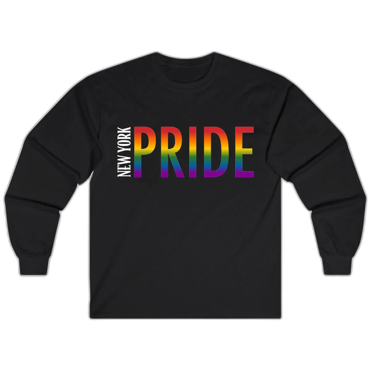Pride Rainbow Typography Design Long Sleeve in Black