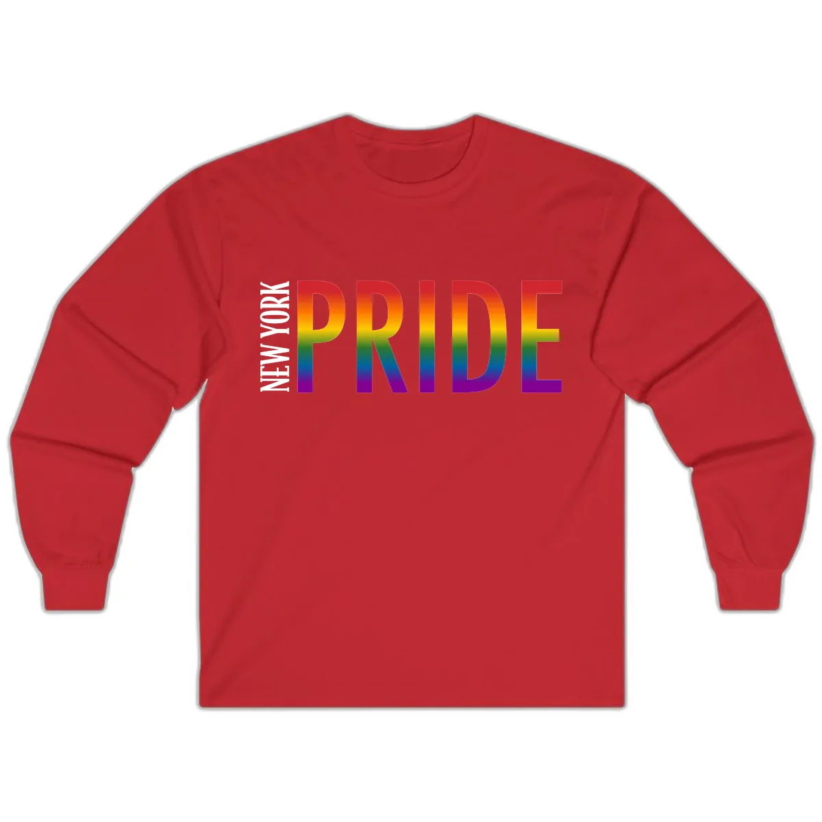 Pride Rainbow Typography Design Long Sleeve in Red
