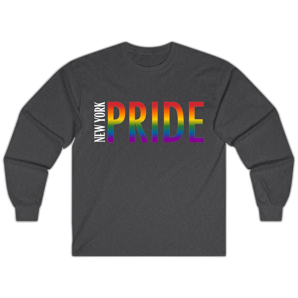 Pride Rainbow Typography Design Long Sleeve in Dark Heather