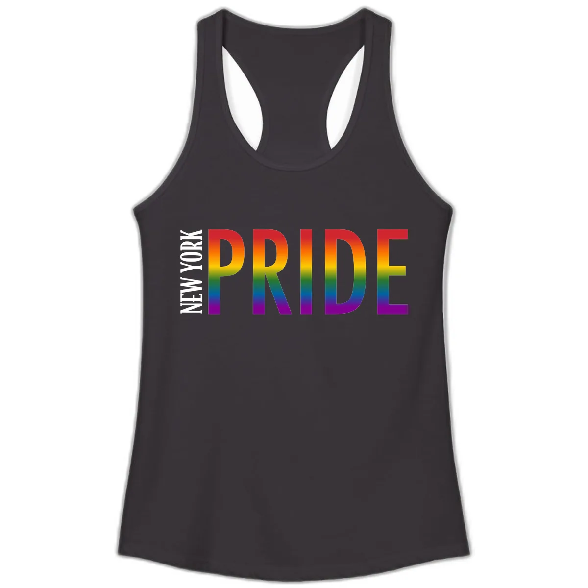 Pride Rainbow Typography Design Ladies Tank in Black