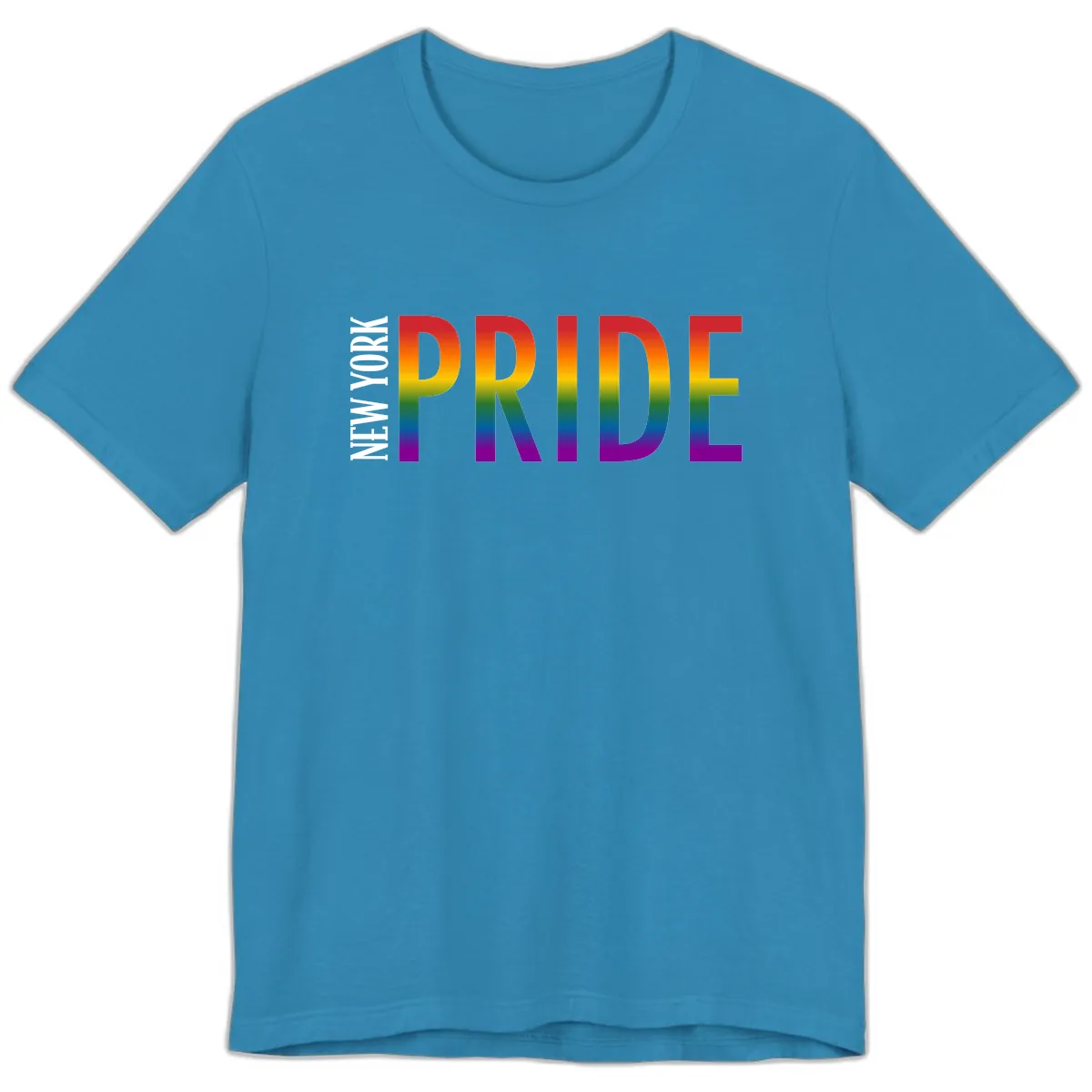 Pride Rainbow Typography Design Premium T-Shirt in Aqua