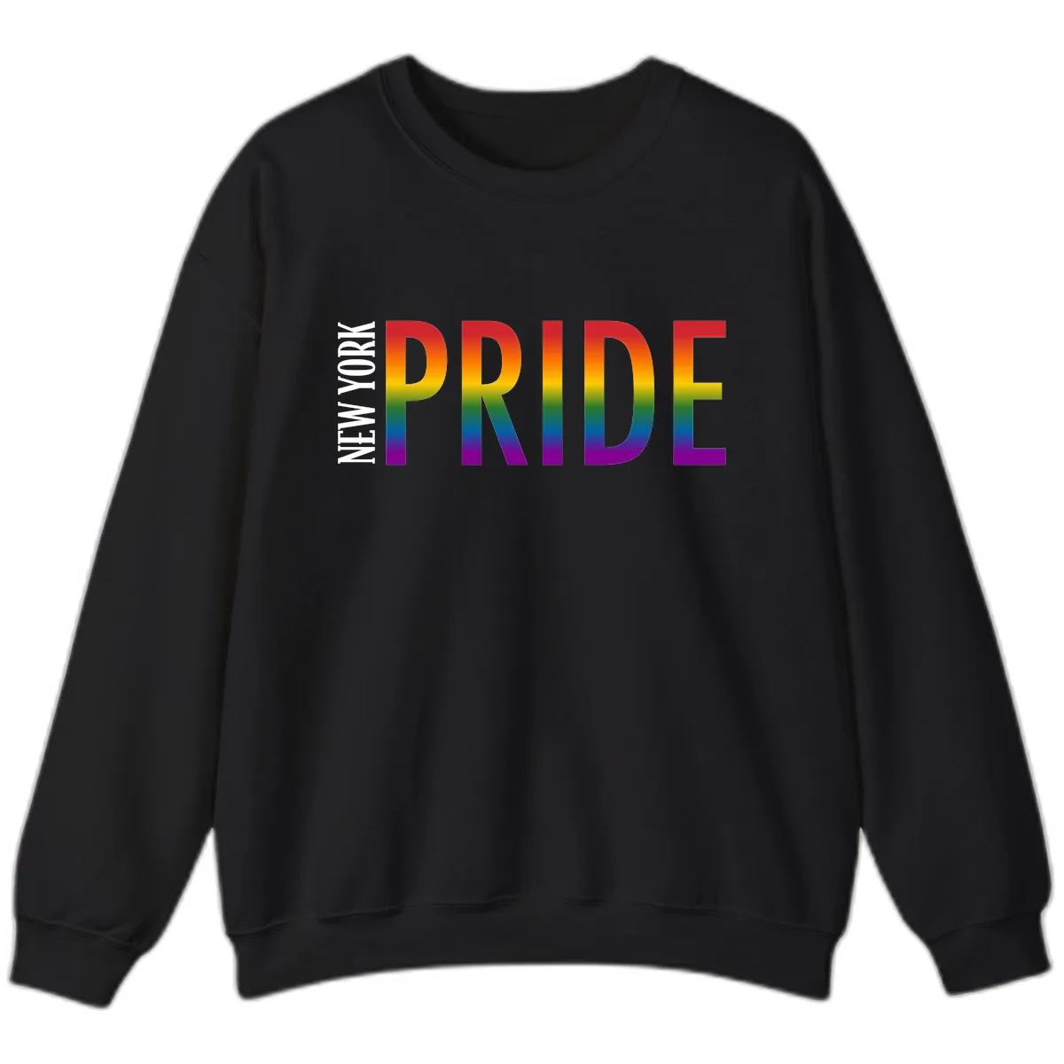 Pride Rainbow Typography Design Sweatshirt in Black