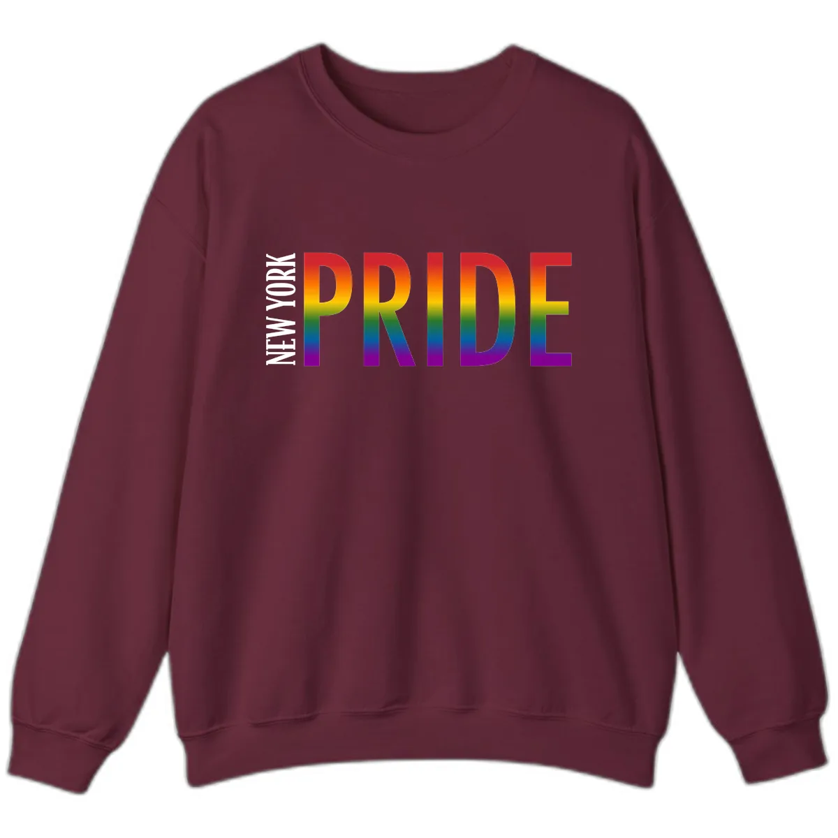 Pride Rainbow Typography Design Sweatshirt in Maroon