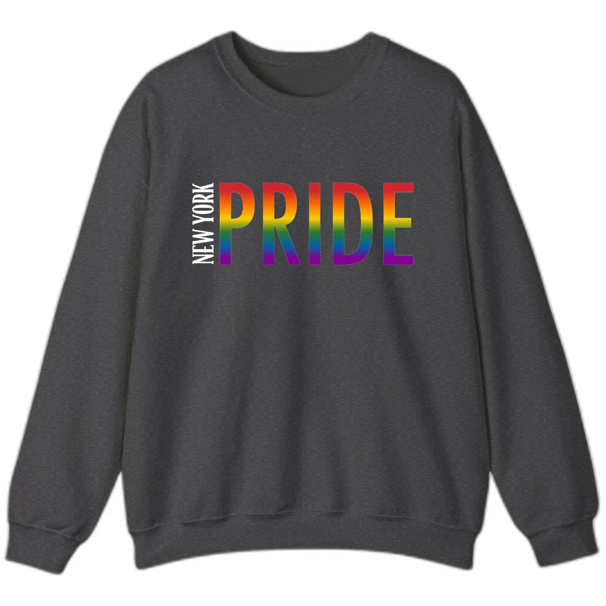 Pride Rainbow Typography Design Sweatshirt in Dark Heather