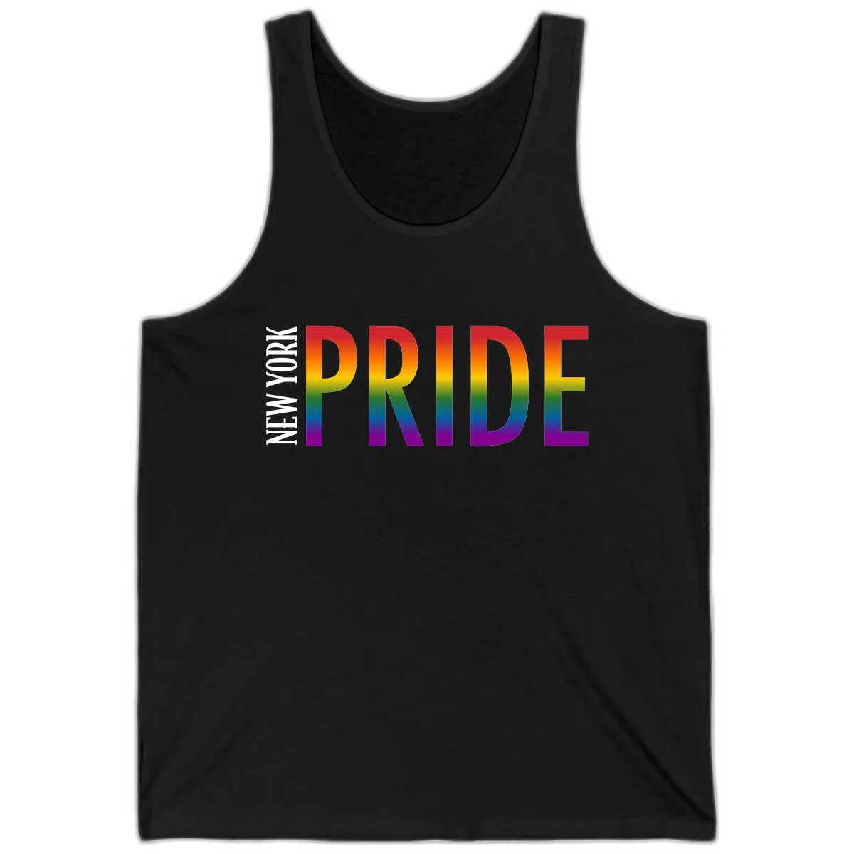 Pride Rainbow Typography Design Tank in Black