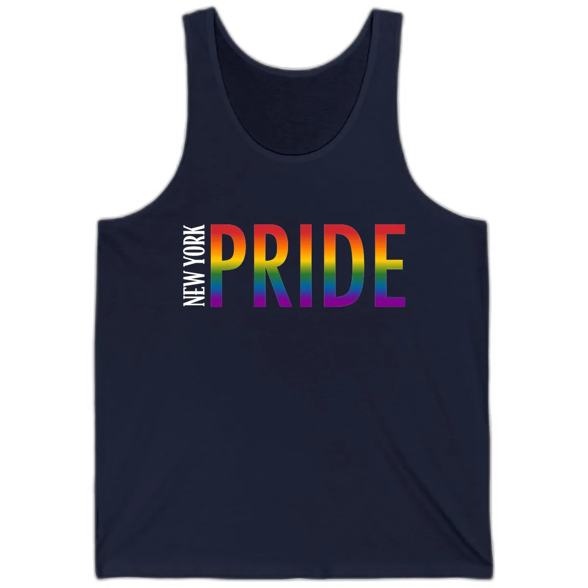 Pride Rainbow Typography Design Tank in Navy