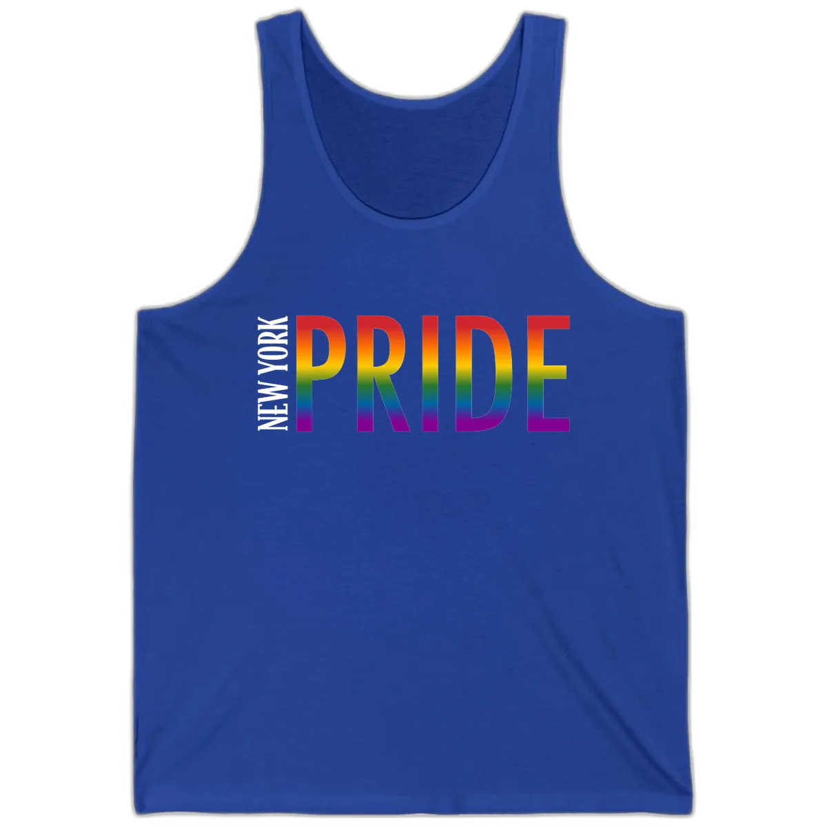 Pride Rainbow Typography Design Tank in True Royal