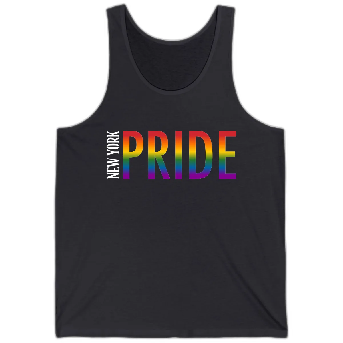 Pride Rainbow Typography Design Tank in Dark Grey
