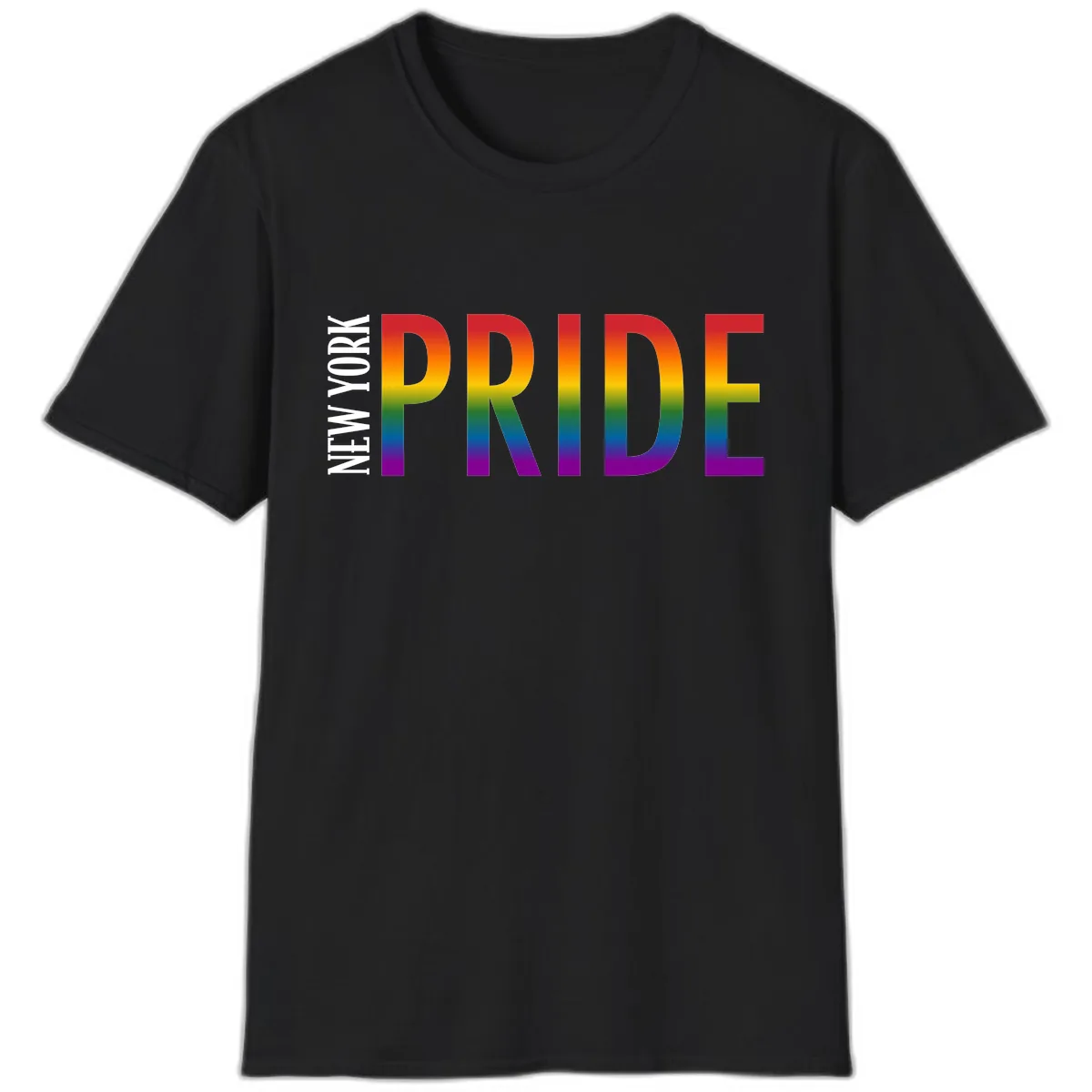 Pride Rainbow Typography Design T-Shirt in Black