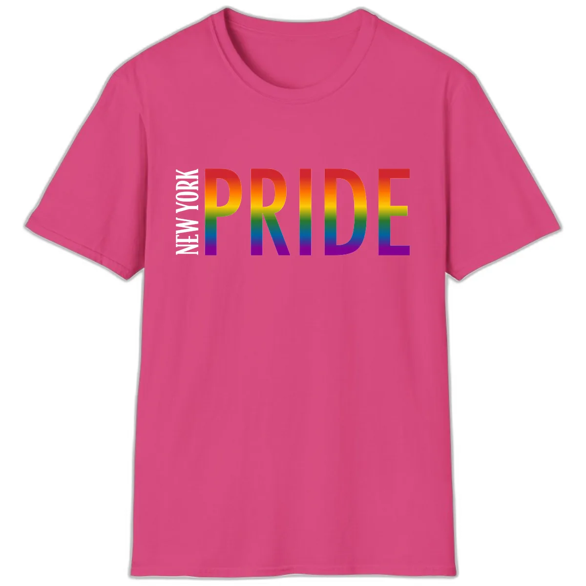 Pride Rainbow Typography Design T-Shirt in Heliconia