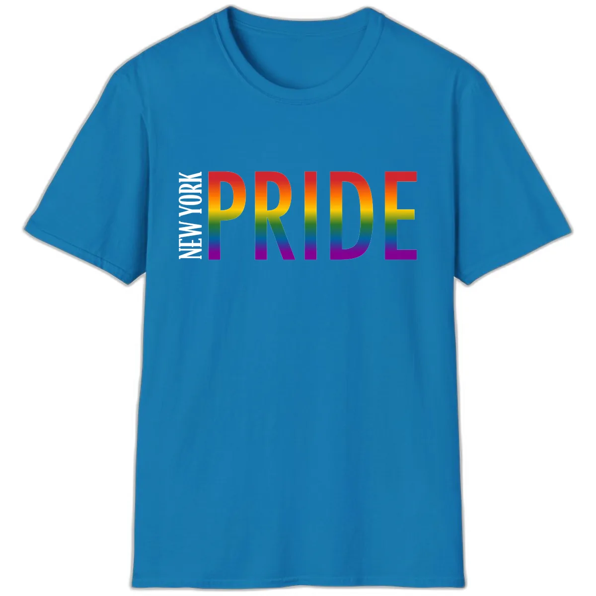 Pride Rainbow Typography Design T-Shirt in Sapphire