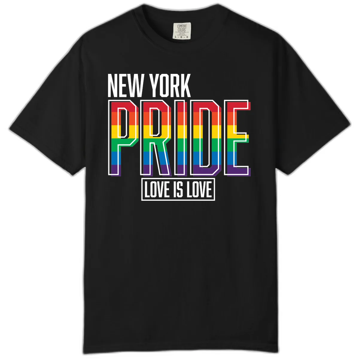 New York Pride Love Is Love Comfort Color in Black
