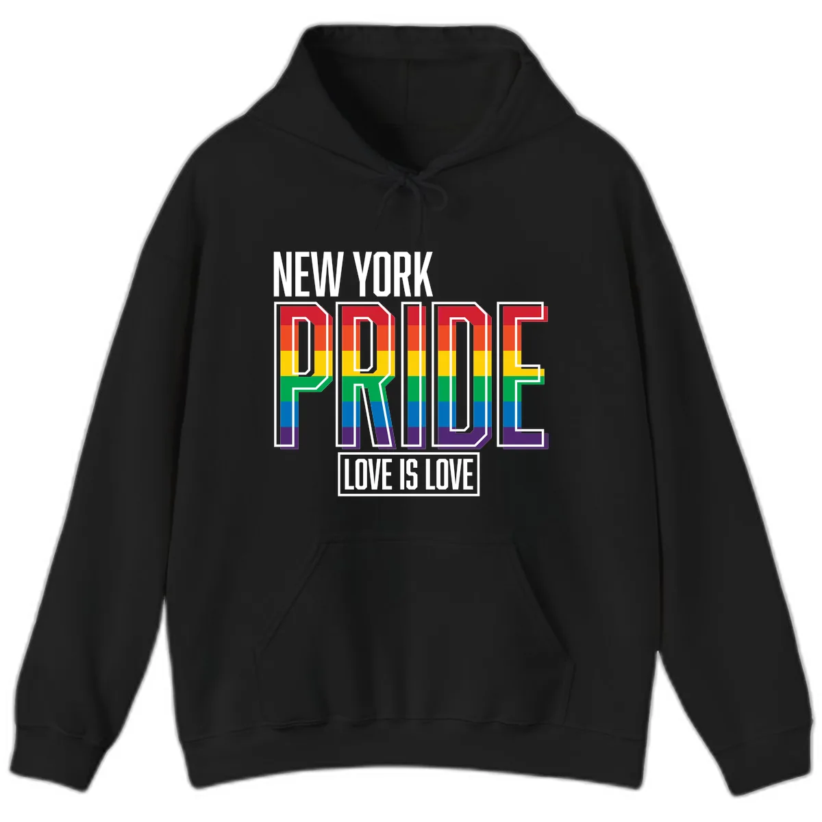 New York Pride Love Is Love Hoodie in Black